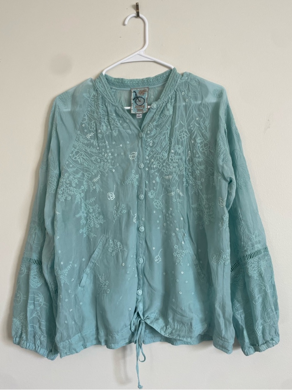 JOHNNY WAS Gwyn Meadow Embroidered Bomber Jacket Top size S